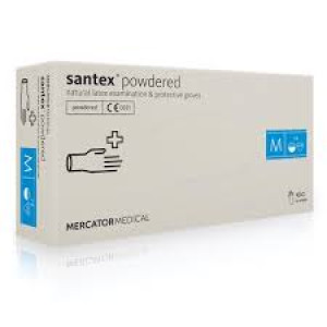 Перчатки латексные опудренные MERCATOR Medical Santex Powdered размер М 100шт/уп